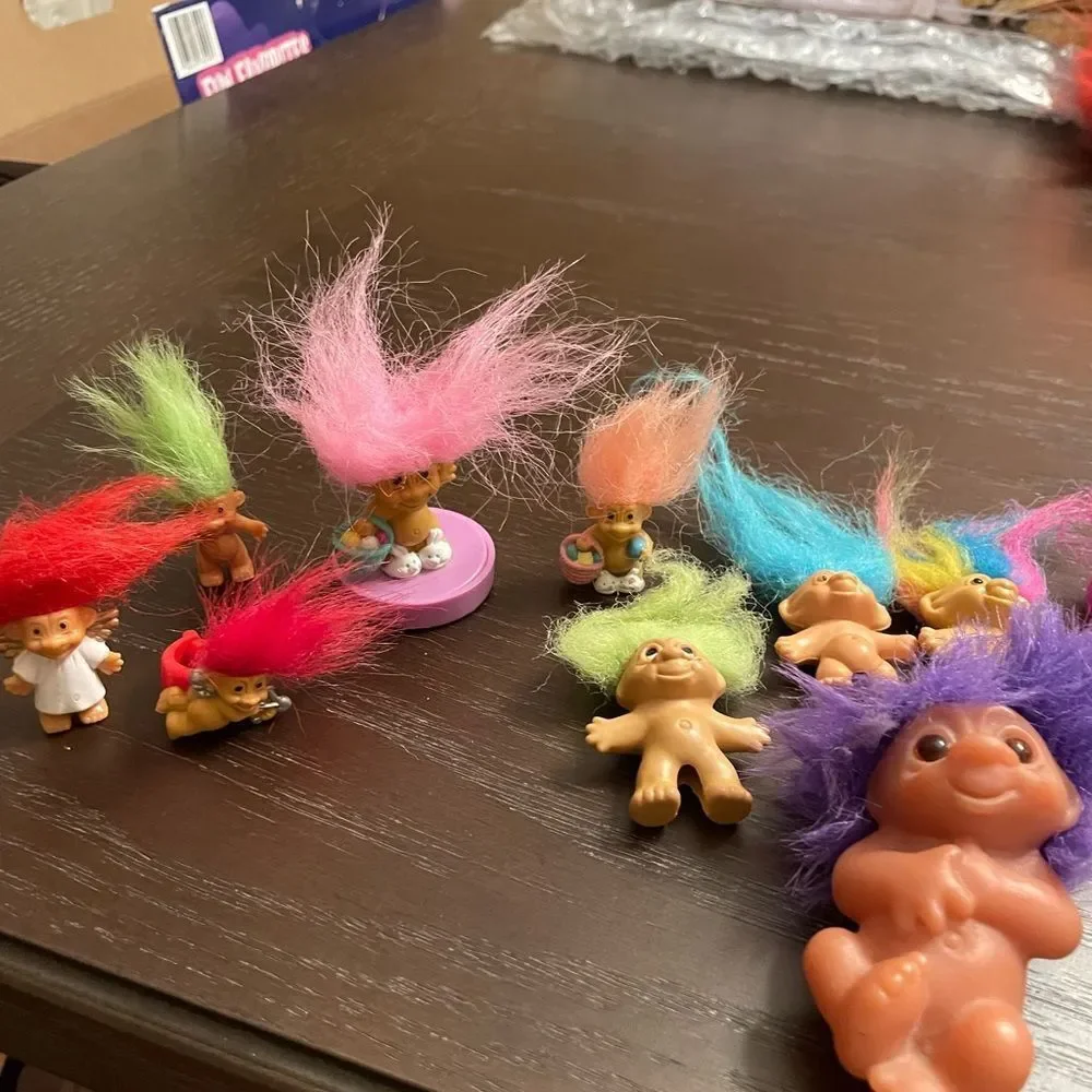 Russ Vintage Troll Lot Cupid Ring Pencil Toppers Easter lot of 9